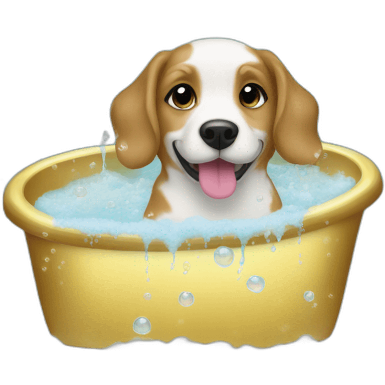 cute dogs in a champagne bubble bath emoji