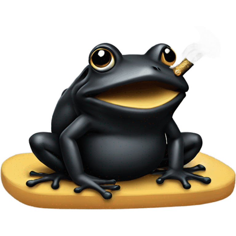 Black frog smoking  emoji