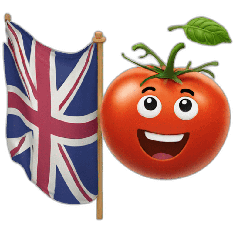 A tomato waving a British flag emoji