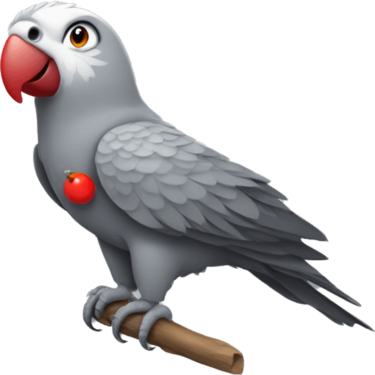 Gray parrot with one red on his ass tail emoji