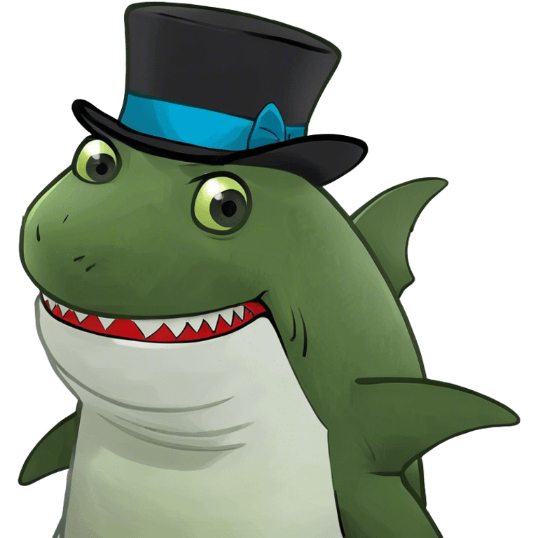 Shark with a top hat emoji