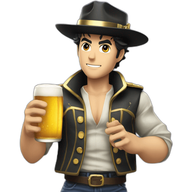 Jotaro holding a beer  emoji