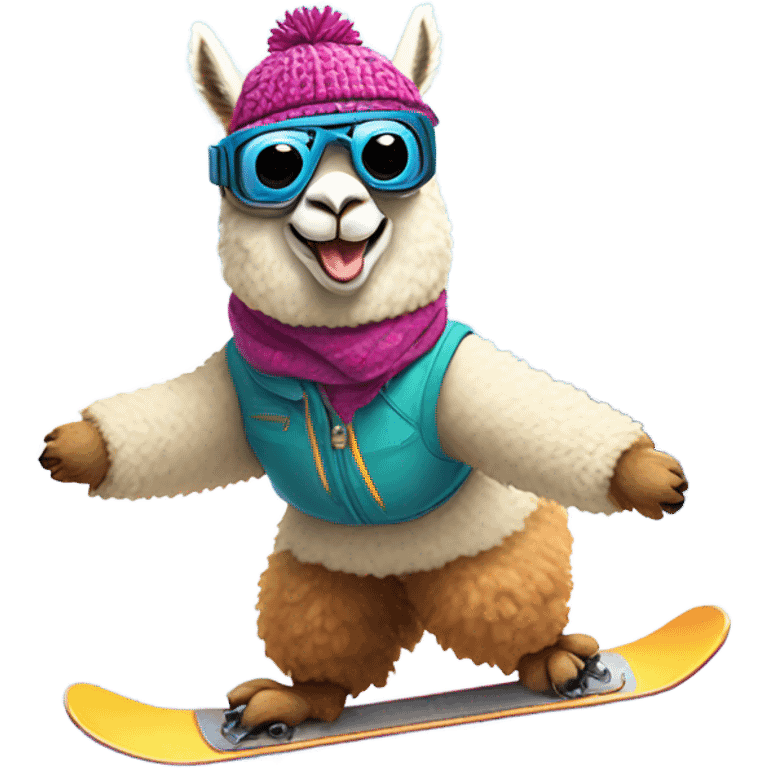 Alpaca snowboarding  emoji