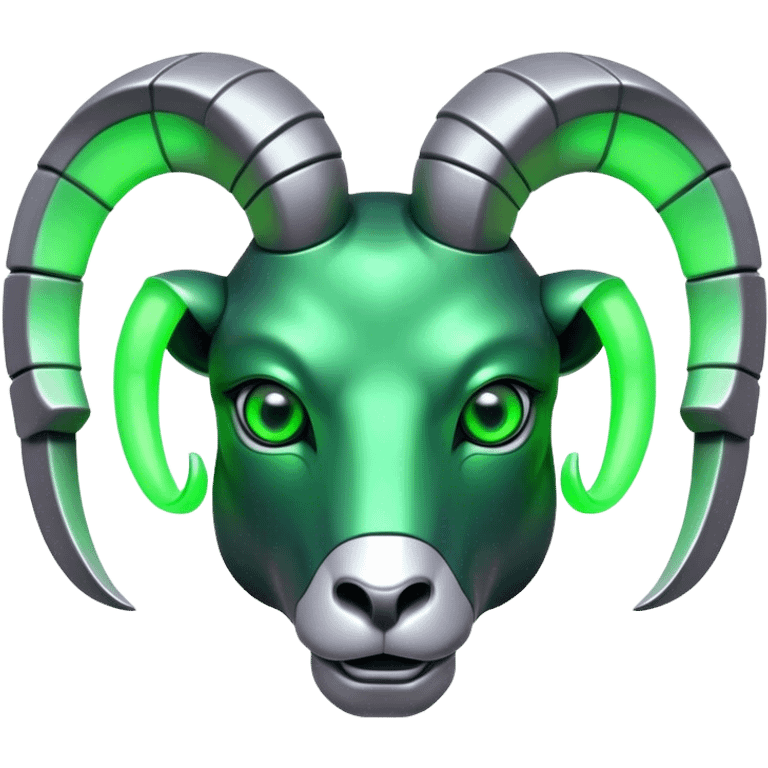 Futuristic Ram(Goat) head green glowing eyes emoji