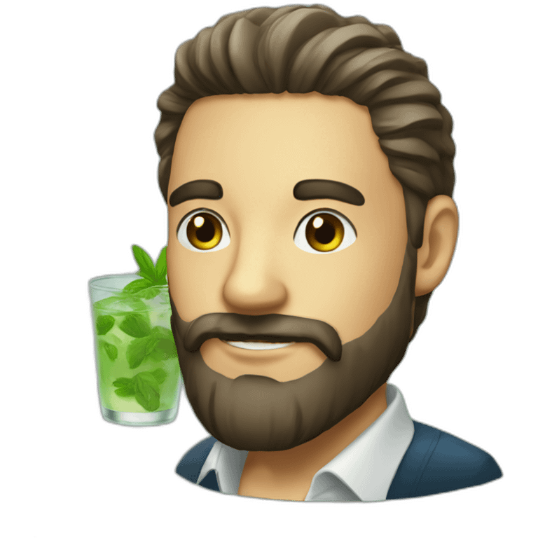 man with beard and with mojito emoji