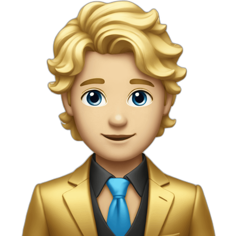 Posh-boy-with-golden-suit-and-blue-eyes-and-rainbow-unicorn-hair emoji