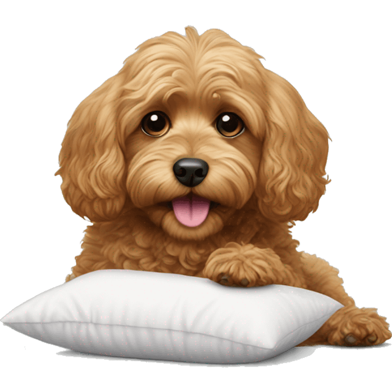 Cavoodle eating a pillow  emoji