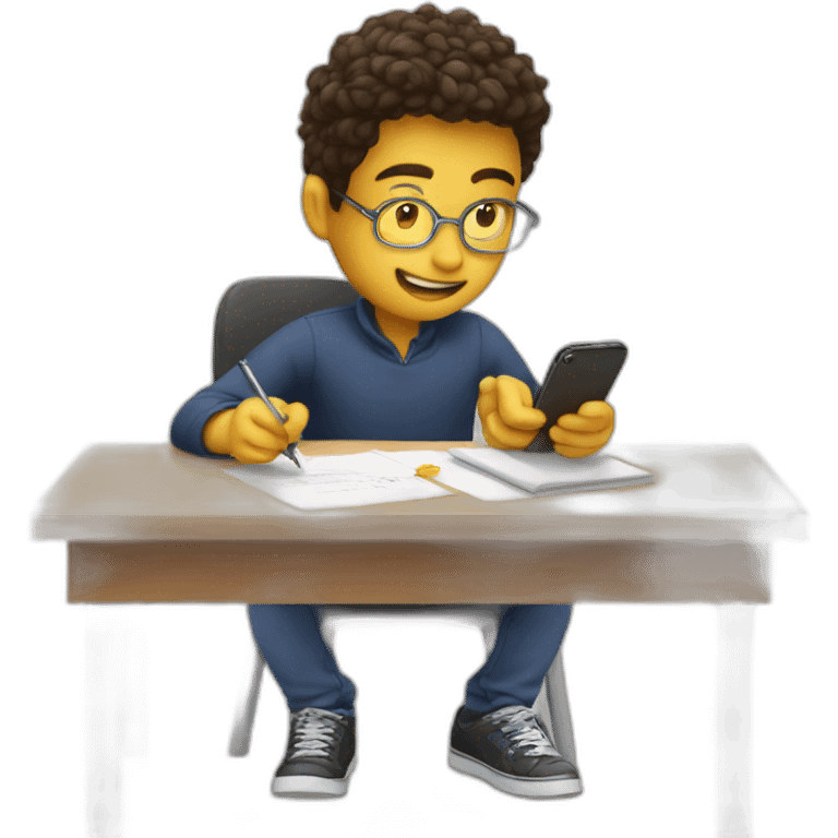 a student has a mobile phone turned on while doing an exam emoji