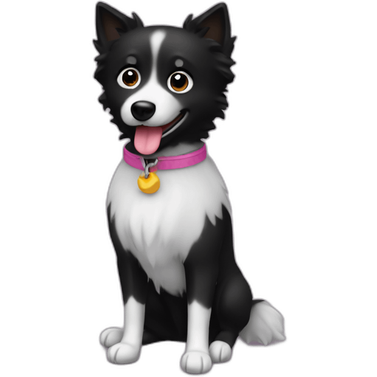 Little black spitz with toy emoji