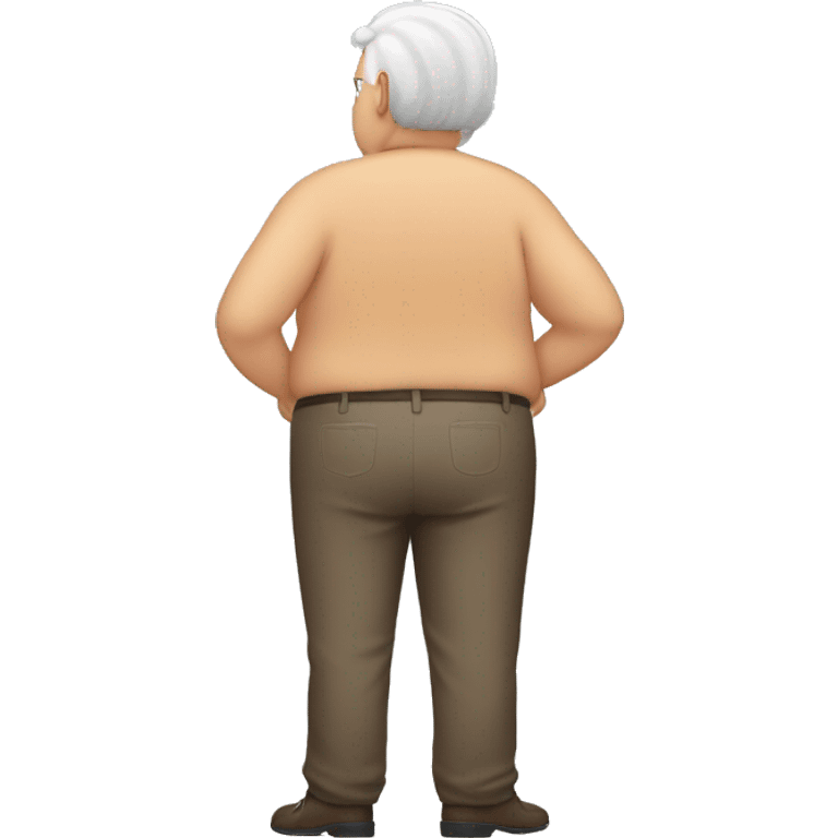 Full body Fat guy with old people hair from behind emoji