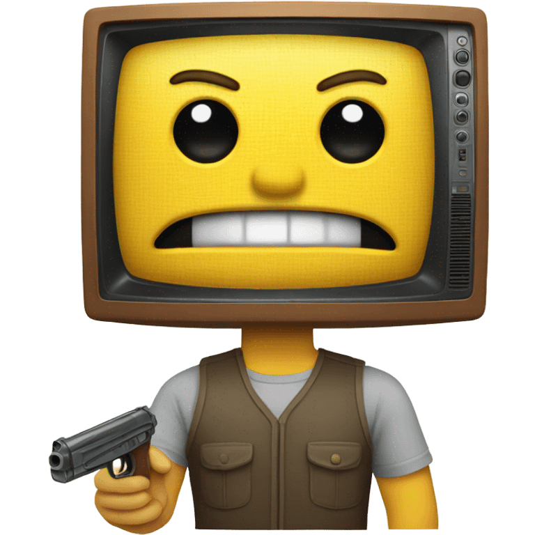 guy with a tv for a head with a toy gun emoji