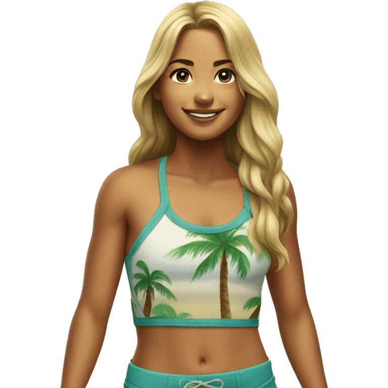 realistic portrait of a gorgeous Hawaiian surfer girl emoji