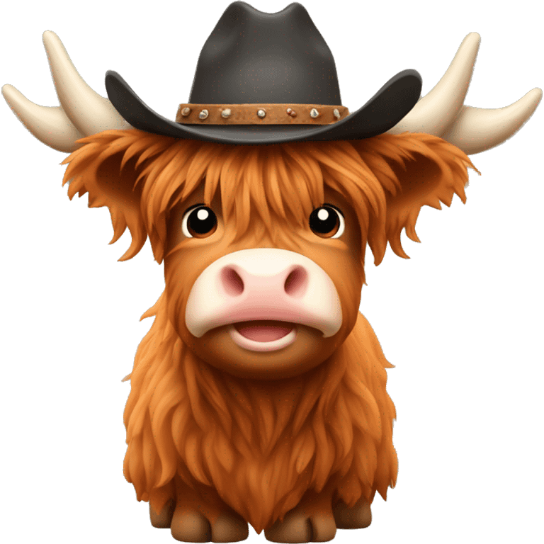 mini highland cow with cowboy hat  emoji