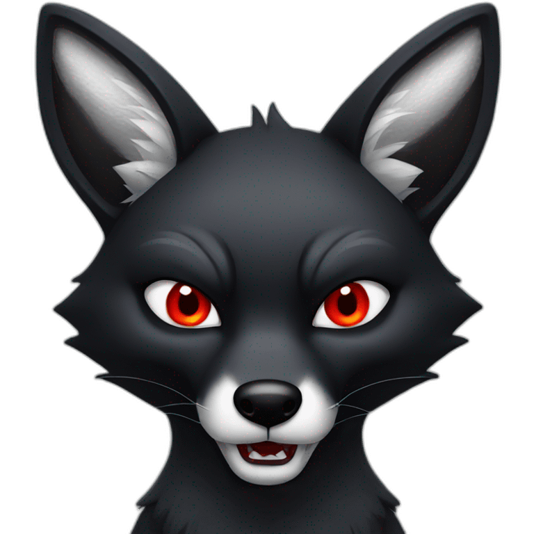 Angry black fox with red eyes emoji