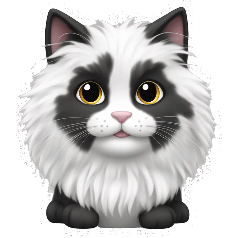 Black and white fluffy cat in love ￼ emoji