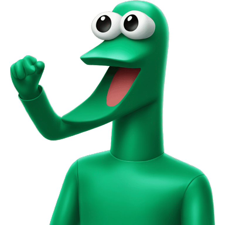 Gumby taking a selfie emoji