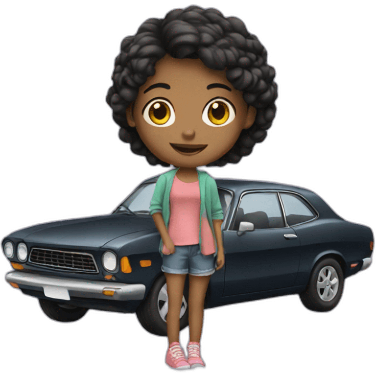 Girl and car emoji