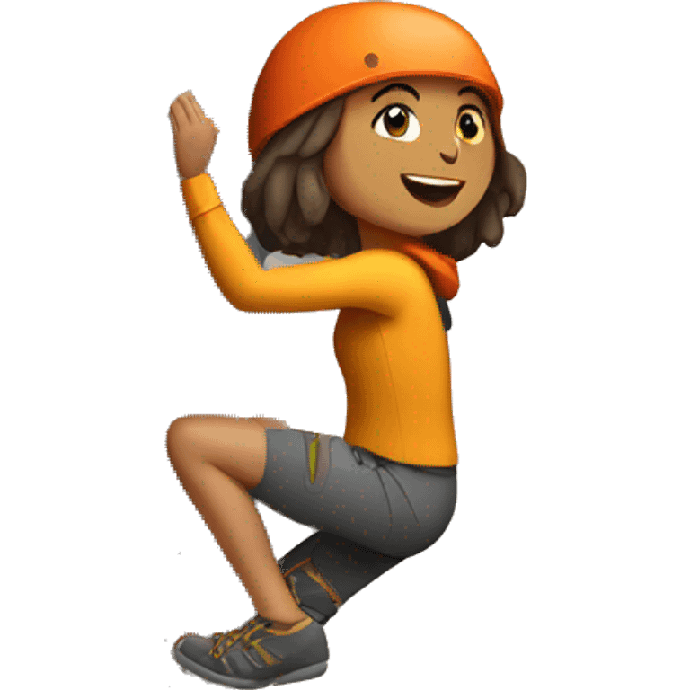 a female free soloing a clif emoji