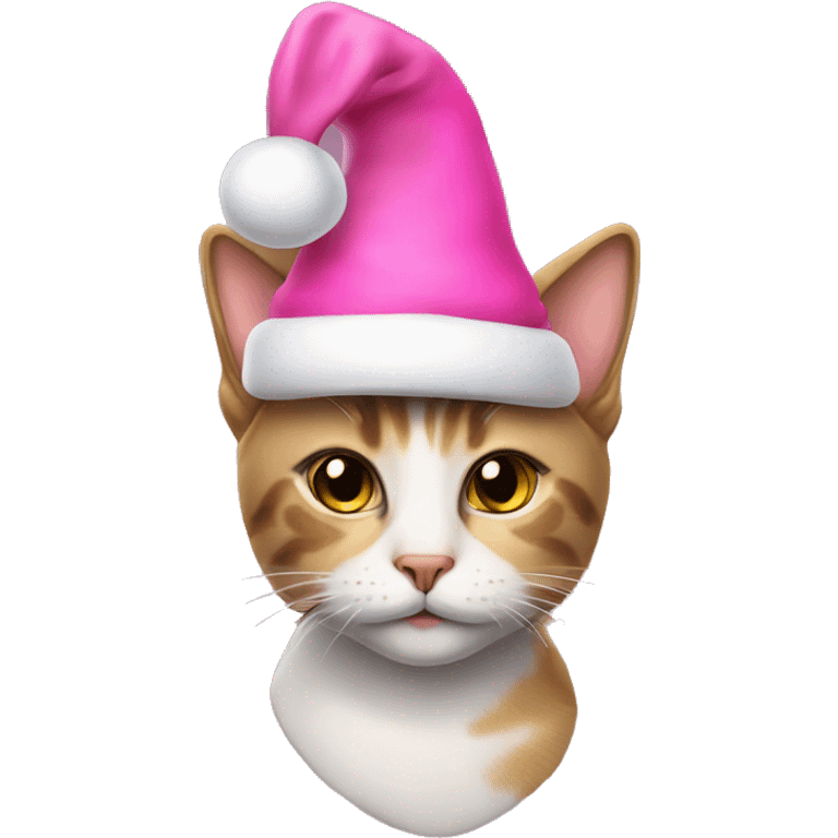 Cat with a pink Christmas hat emoji