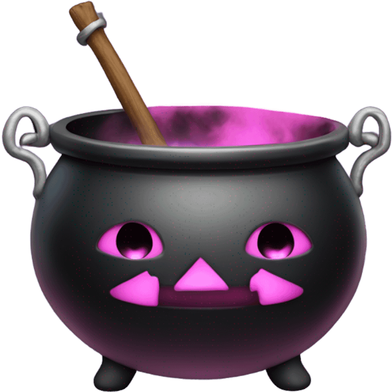 Pink witch cauldron with black smoke emoji