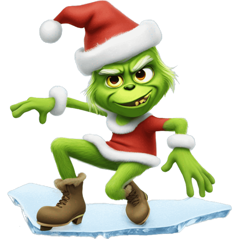 el grinch patinando sobre hielo emoji