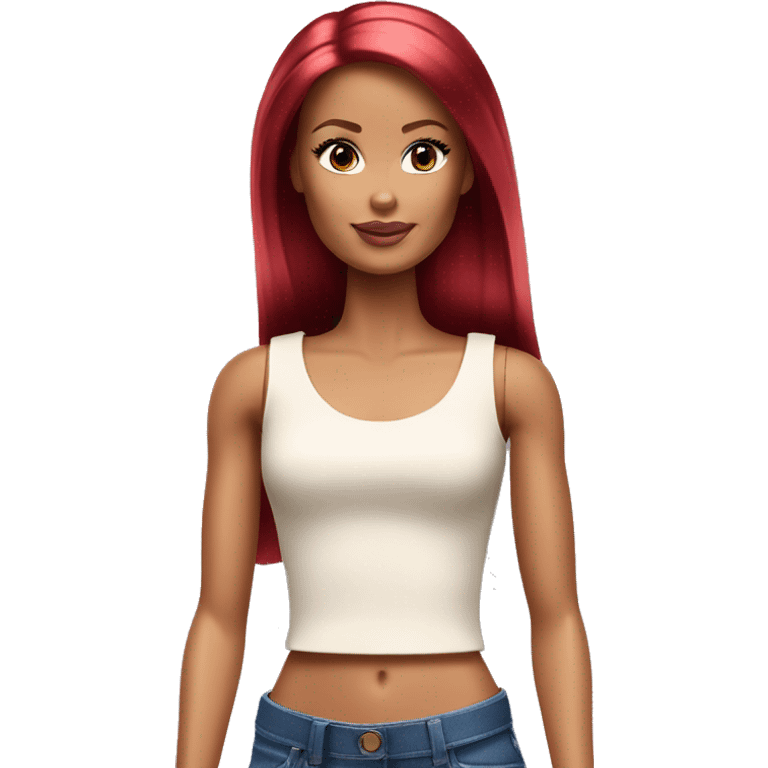 Tan Barbie with dark red hair  emoji