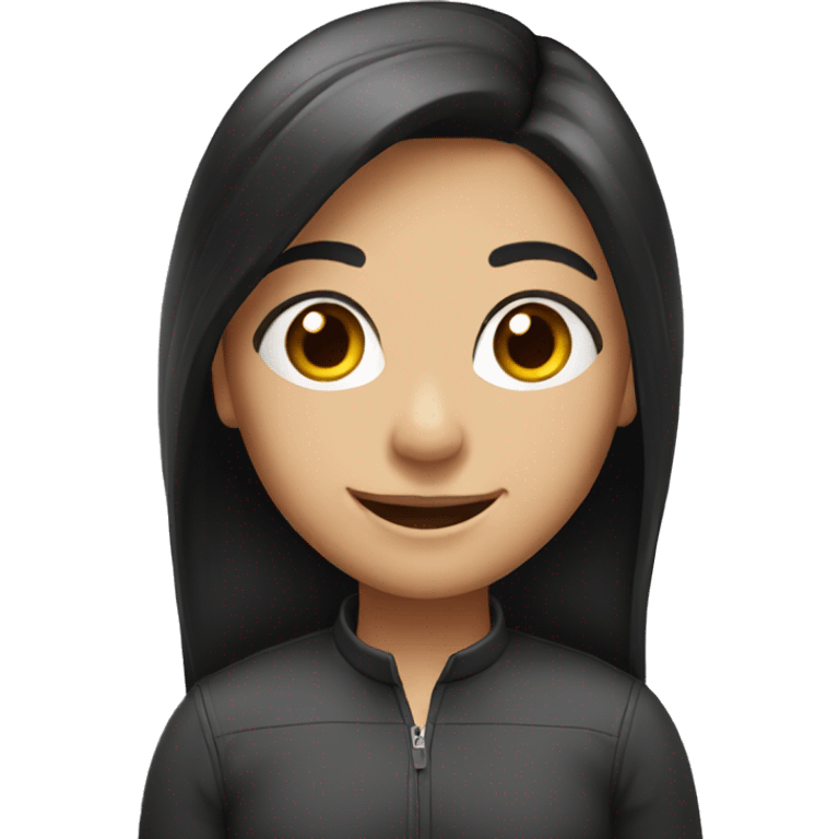 smiling girl with black long  hair emoji