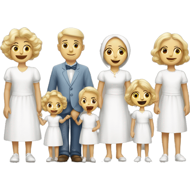 Famille blanche nombreuse avec 10 enfants  emoji