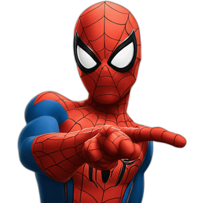 spider man looking sideway and pointing with finger to the left side emoji