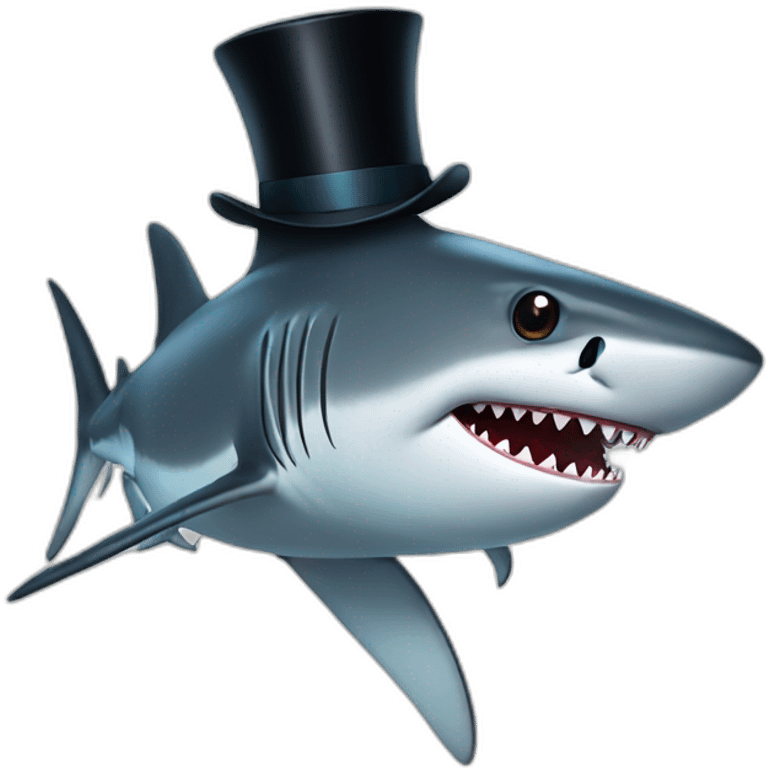 Shark with a top hat emoji