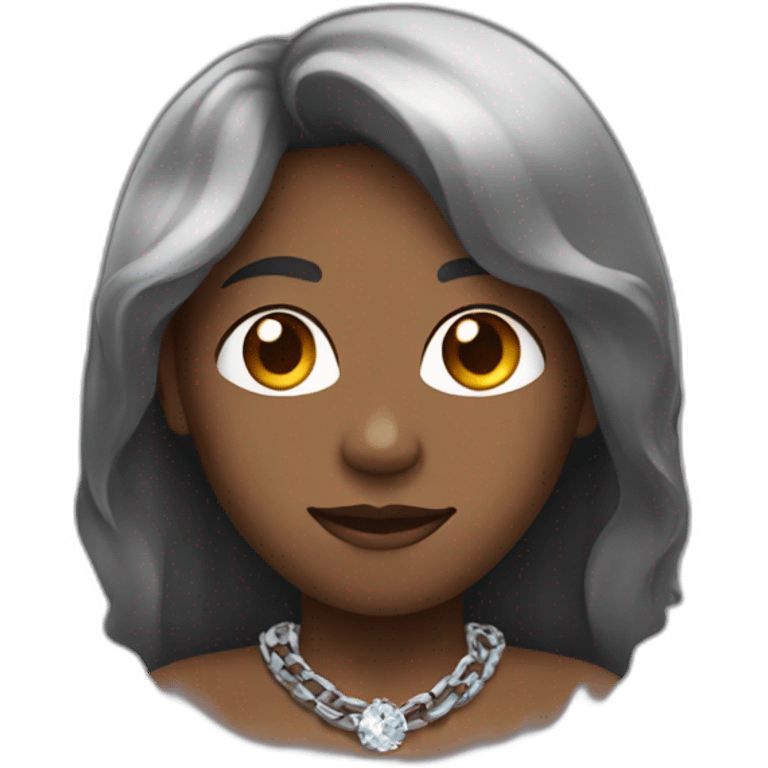 black person, with a somewhat round face with locks and diamond chains emoji