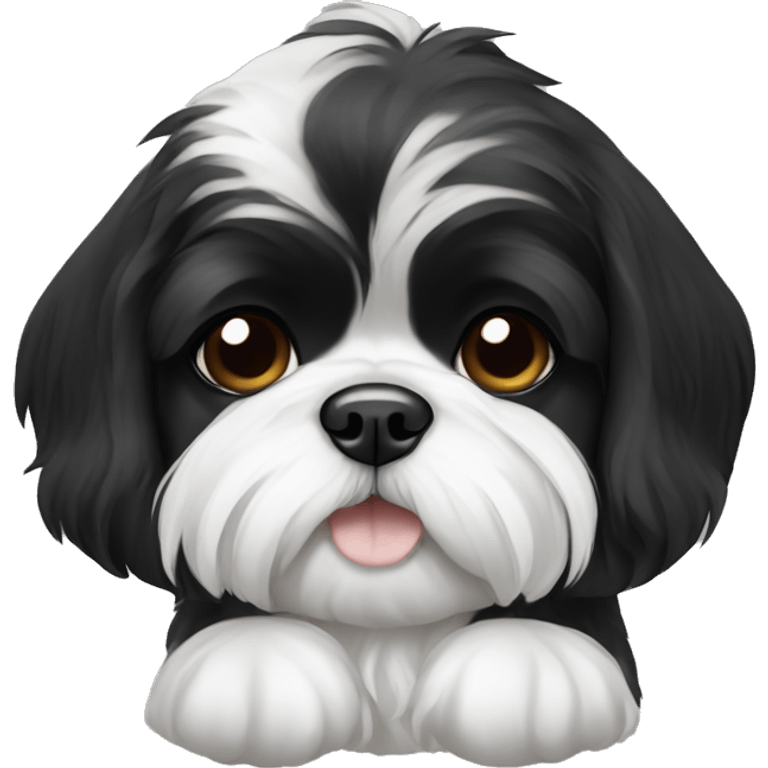 A shih tzu black and white puppy emoji