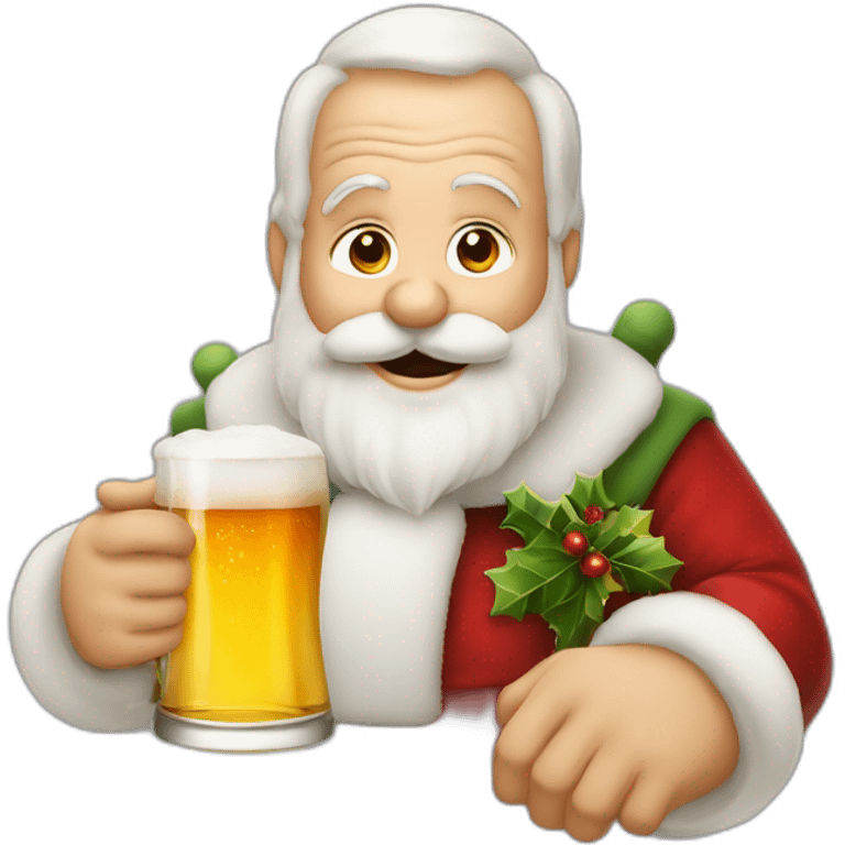 Père Noël qui offre un verre de bière à un enfant emoji