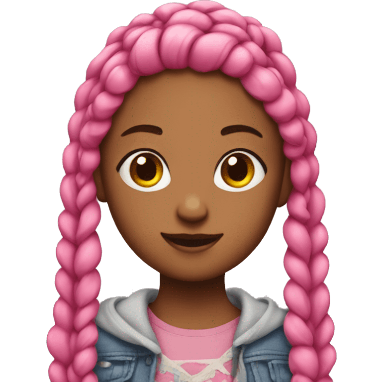 Girl with pink braids emoji