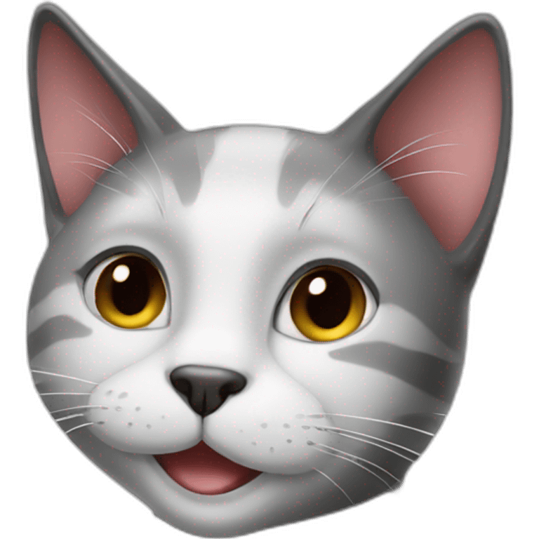 black cat white spot neck smiling side emoji