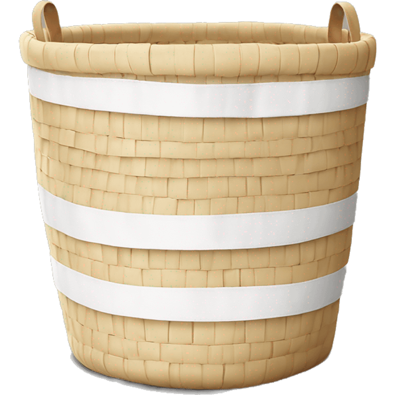 Light beige laundry raffia basket with white band emoji