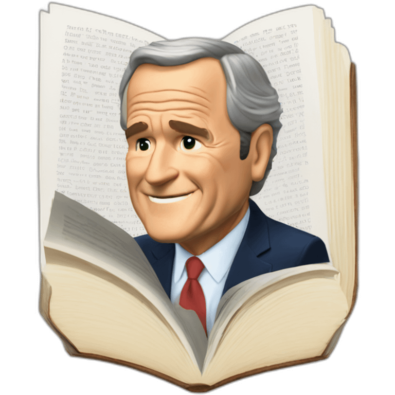 George bush reading book upside down emoji