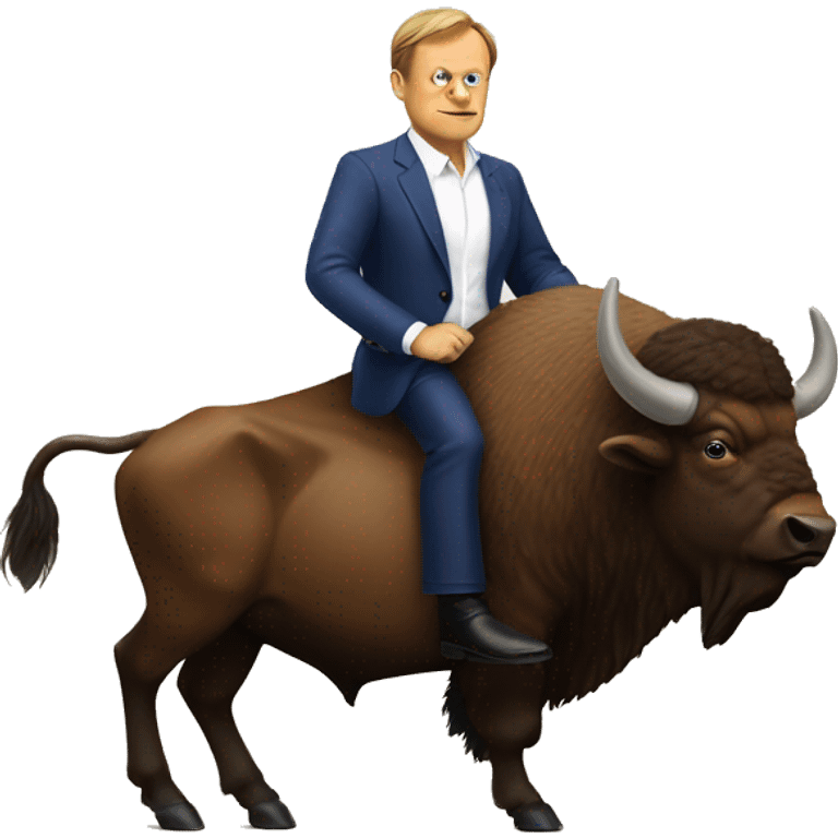 donald tusk riding on an european bison emoji