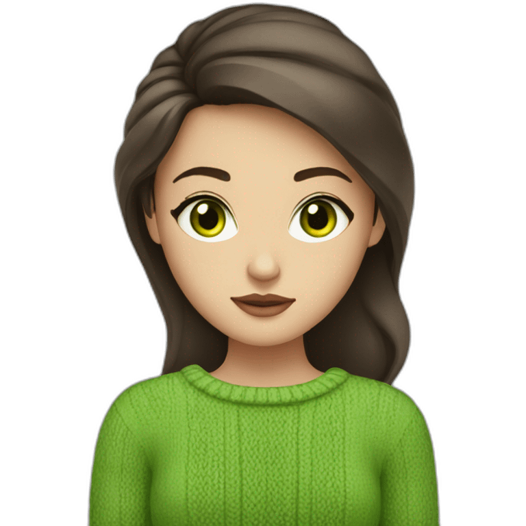 gazing brunette beauty in sweater green eyes emoji