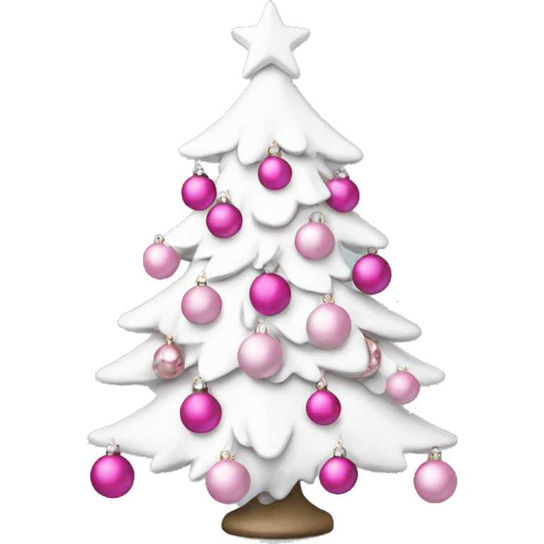 White Christmas tree with pink ornaments emoji