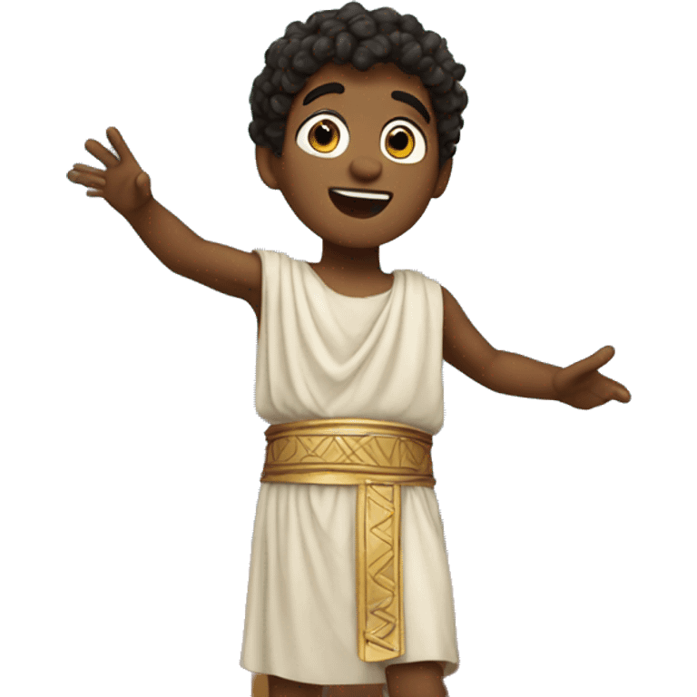 boy in a Ancient Greek costume singing, on stage  emoji