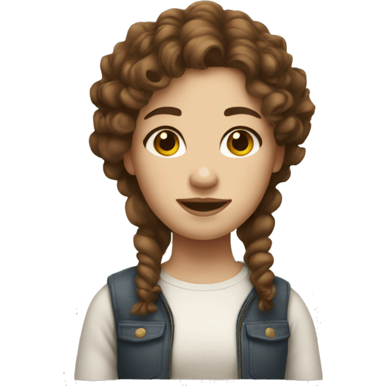 Girl with white skin and brown curly hair  emoji