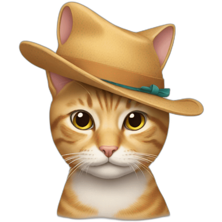 Cat wears hat emoji