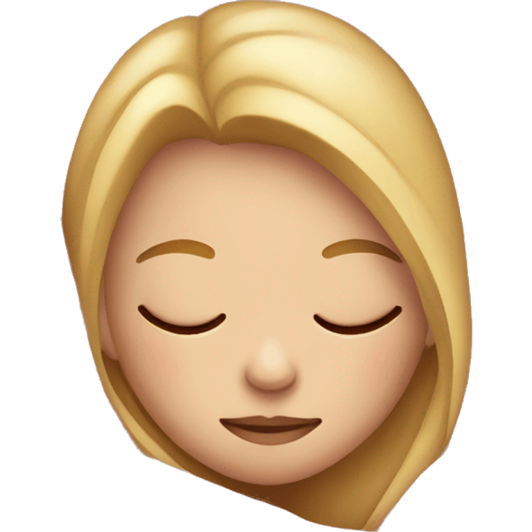 Blonde girl sleeping on left side in pink blanket emoji