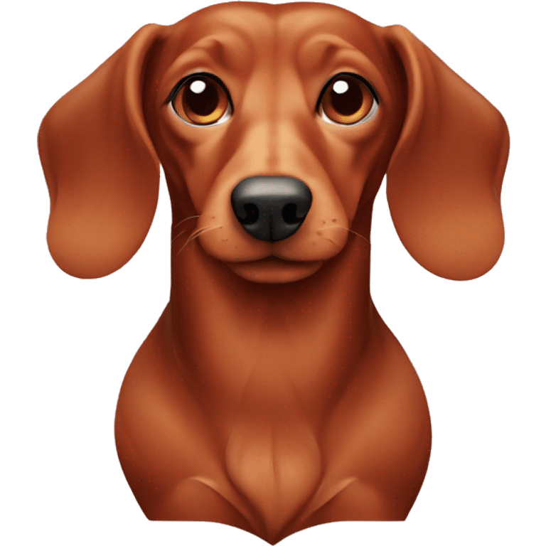 A red-haired dachshund with a coat emoji