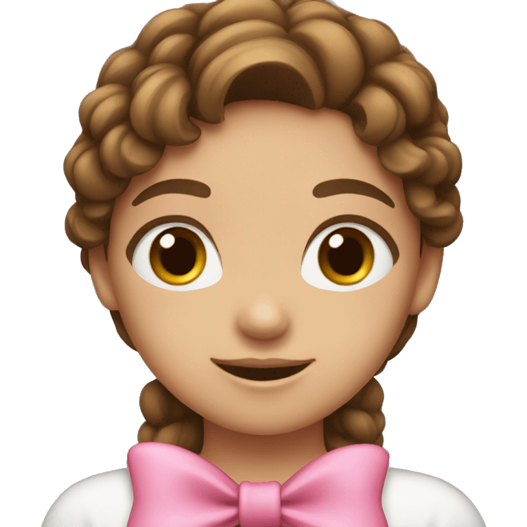 a girl with brown hair with a pink bow emoji