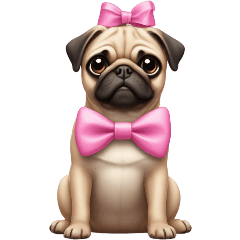 Pug with pink bow emoji