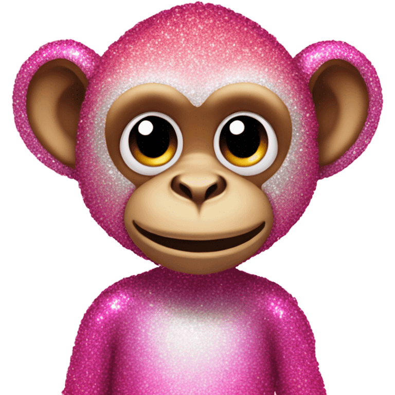 Pink ombre sparkly monkey with roses  emoji