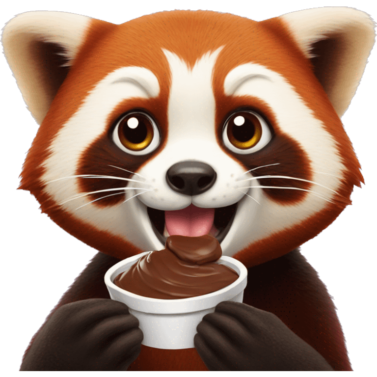 Red panda eating Nutella emoji