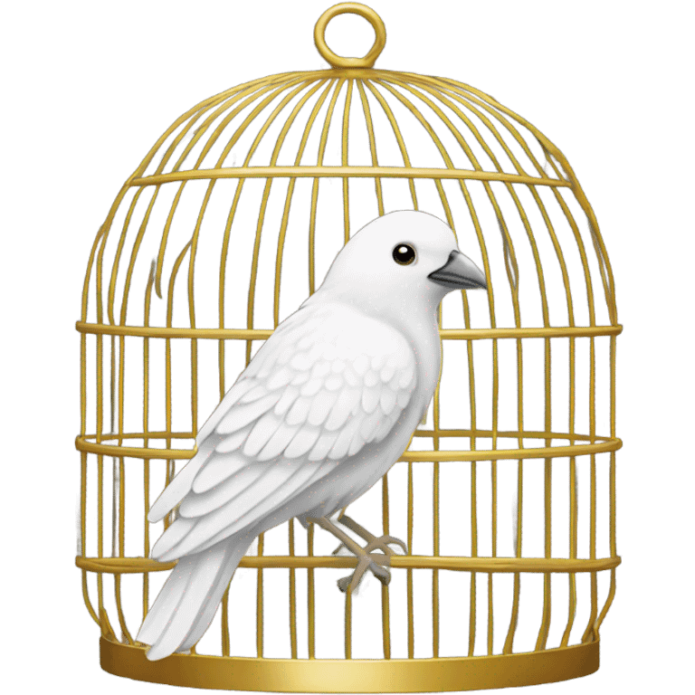 White bird in a golden cage emoji